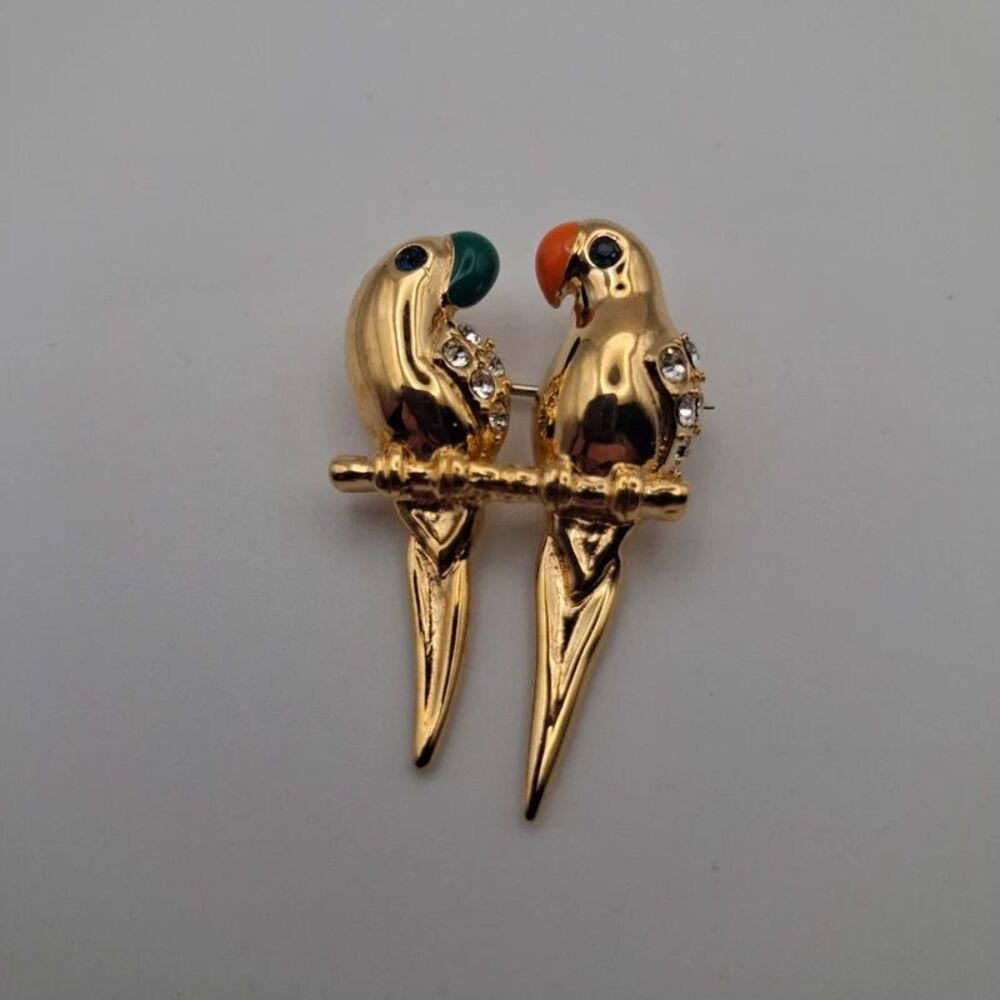 Vintage lovebirds brooch